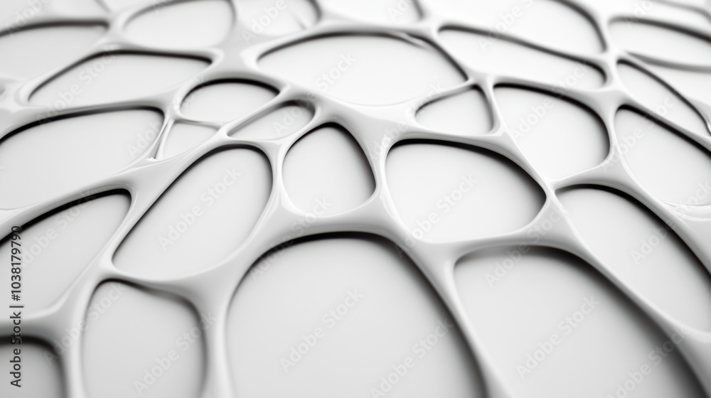Obraz premium Abstract white organic pattern with smooth, flowing shapes, AI