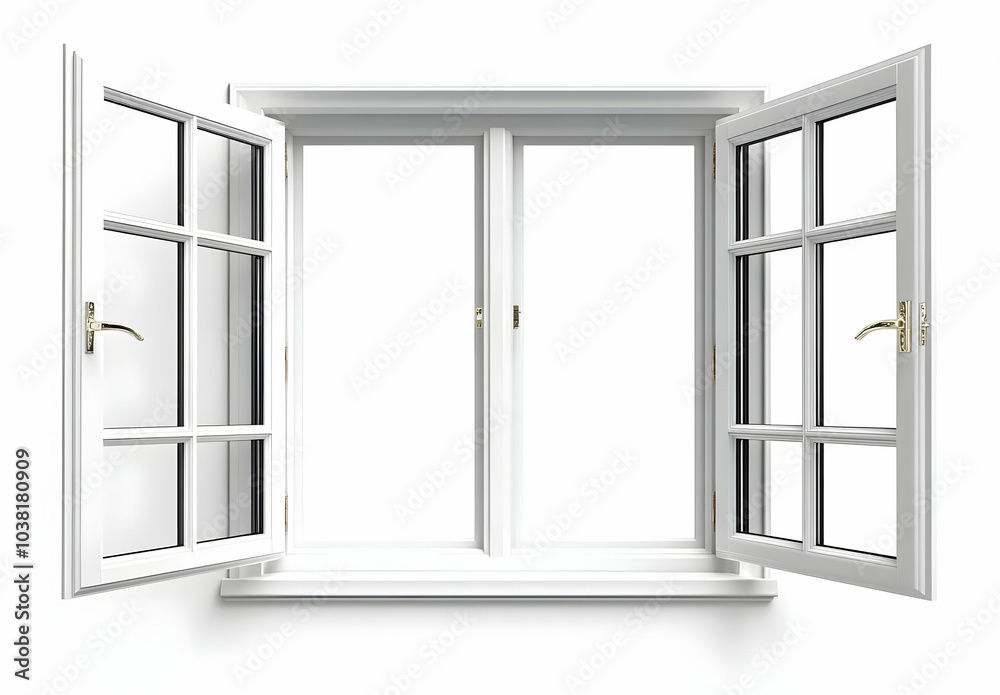 Open Window with White Frame. Open Window with White Frame.