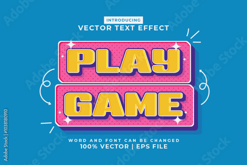 Editable text effect Play Game 3d Cartoon template style premium vector