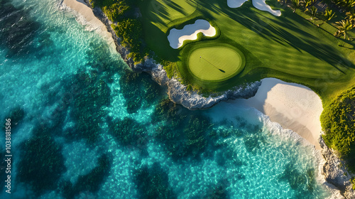 Oceanfront Golf Course Aerial View.