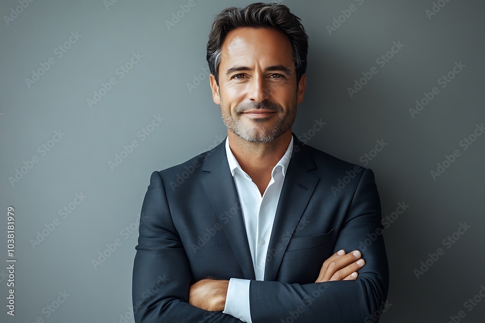 Confident Business Executive Portrait in Grey Suit Confident Business Executive Portrait in Grey Suit
