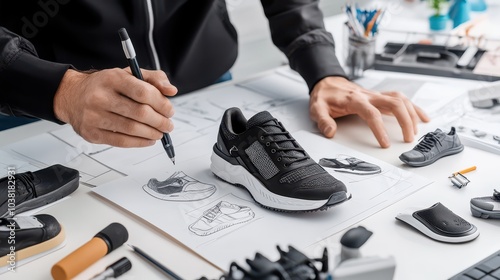 Wallpaper Mural Innovative Male Shoe Designer Crafting Unique Footwear Concepts in a Creative Studio Environment Surrounded by Materials and Tools Torontodigital.ca