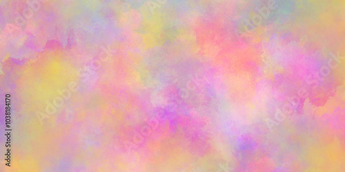 Abstract colorful watercolor background, with Yellow, Pink, Green, red, color Colorful and bright watercolor background texture, Abstract painting texture banner. Rainbow color sky background. 