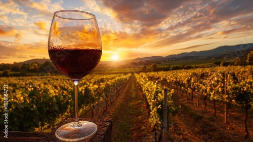 Wallpaper Mural Red Wine Glass Set Against Sunset Reflections Torontodigital.ca