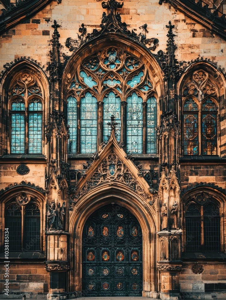 Obraz premium Intricate Historic Cathedral Facade in Europe