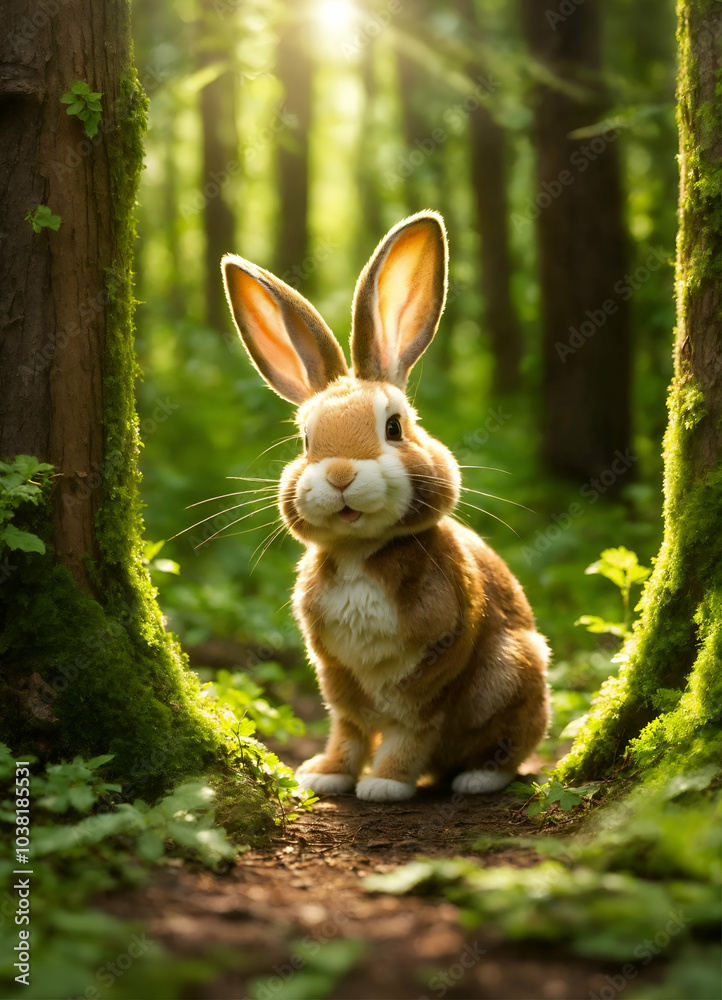 A rabbit sit in the jungle A rabbit sit in the jungle