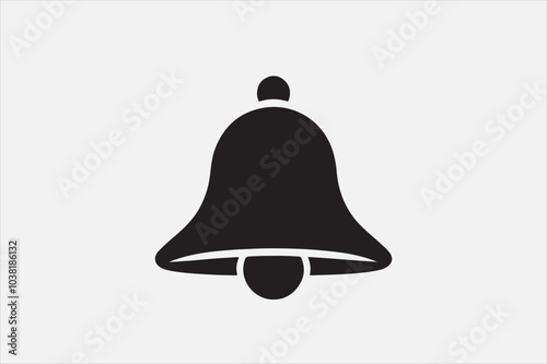 A bold black silhouette of a bell icon.