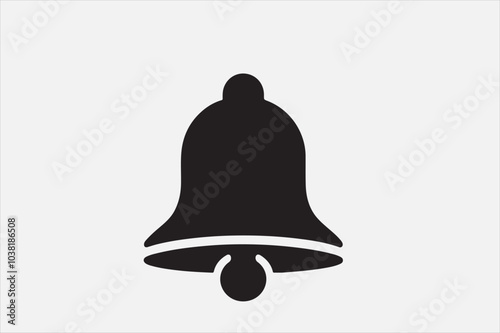 A bold black silhouette of a bell icon.