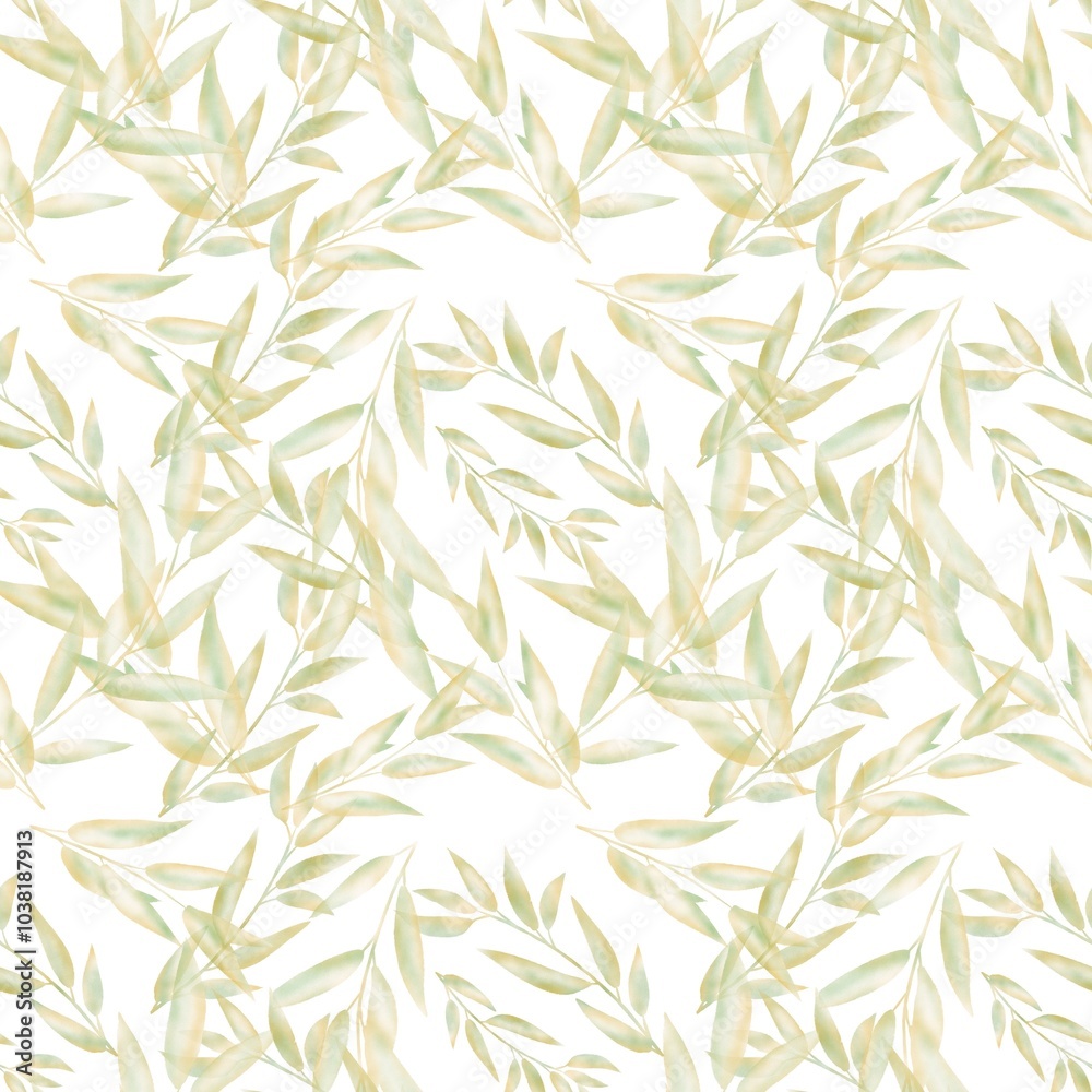 Leaves seamless pattern on background.