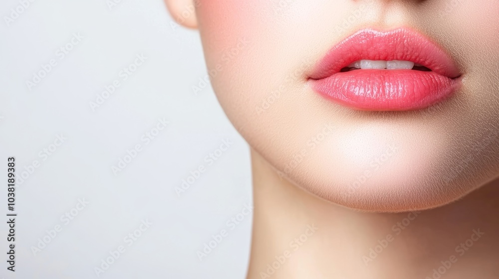 Close-Up of Smooth, Healthy Lips and Skin - Ideal for Skincare and Beauty Concepts Close-Up of Smooth, Healthy Lips and Skin - Ideal for Skincare and Beauty Concepts