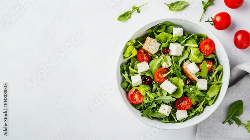 Fresh and Healthy Salad Bowl with Cherry Tomatoes and Croutons for a Perfect Lunch Break