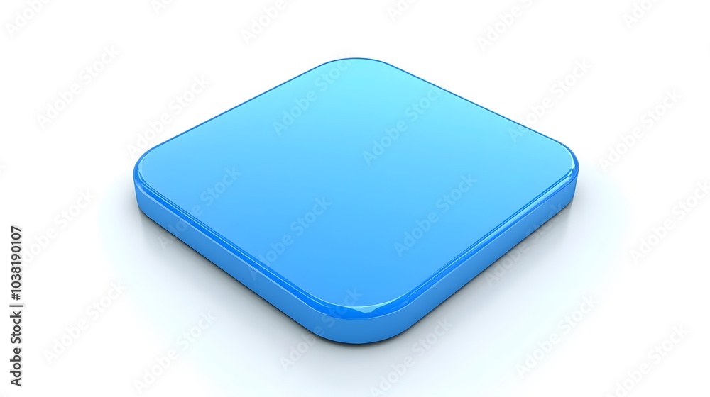 Blank Mobile application icon, button - blue square with round corners. 3d rendering, white background
Blank Mobile application icon, button - blue square with round corners. 3d rendering, white background