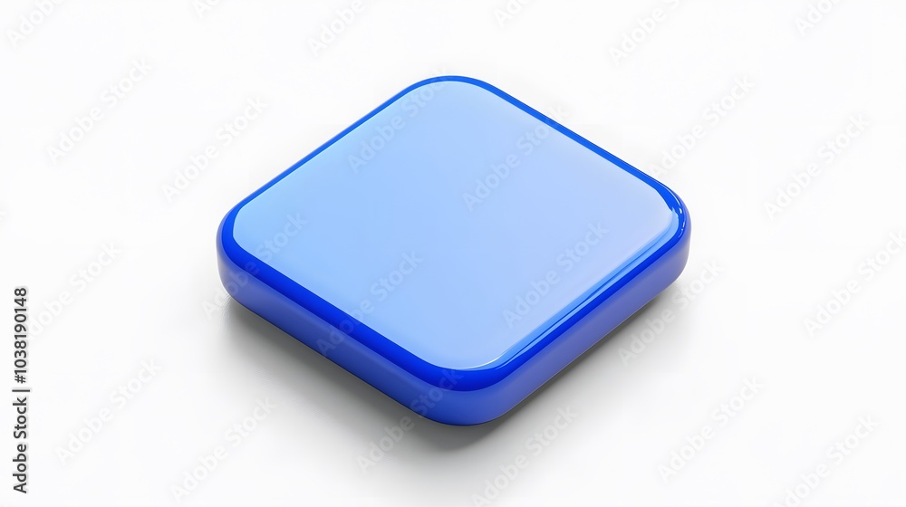
Blank Mobile application icon, button - blue square with round corners. 3d rendering, white background