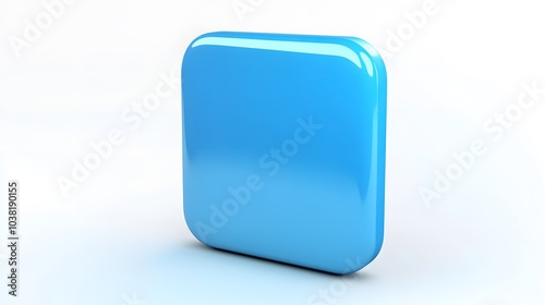  Blank Mobile application icon, button - blue square with round corners. 3d rendering, white background