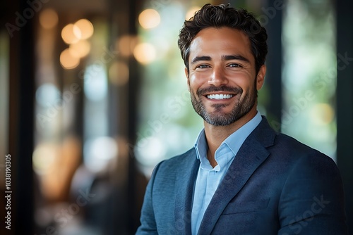 Confident Businessman in Suit Smiling - Portrait of a Reliable Leader