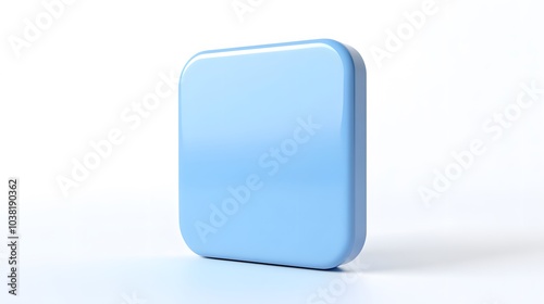  Blank Mobile application icon, button - blue square with round corners. 3d rendering, white background