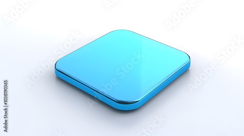  Blank Mobile application icon, button - blue square with round corners. 3d rendering, white background