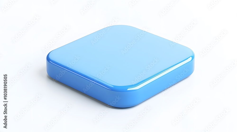 Blank Mobile application icon, button - blue square with round corners. 3d rendering, white background
Blank Mobile application icon, button - blue square with round corners. 3d rendering, white background