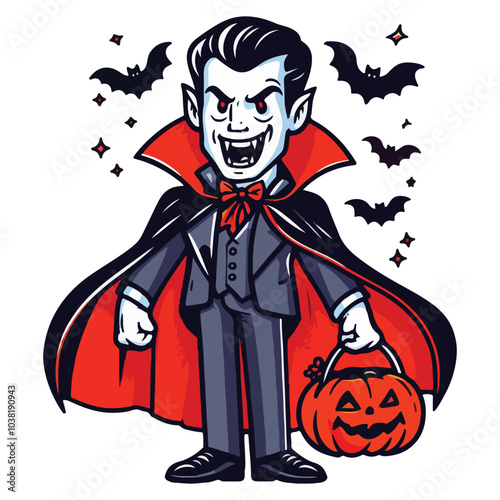 Happy Halloween Day dracula spooky ghost, festival illustration elements for decoration, prints. Cartoon scary evil character