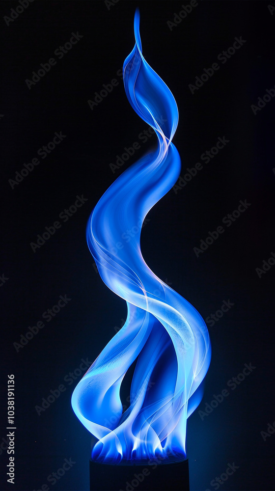 Image of flowing fire in deep blue on a dark background Image of flowing fire in deep blue on a dark background