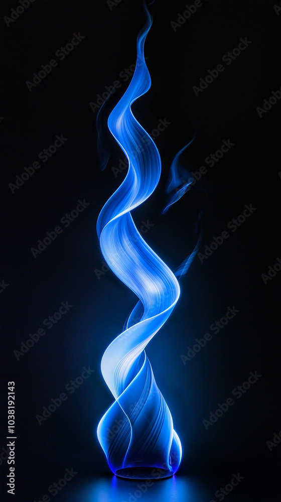 Abstract fire in cool tones with swirling motion on a minimalist dark background Abstract fire in cool tones with swirling motion on a minimalist dark background
