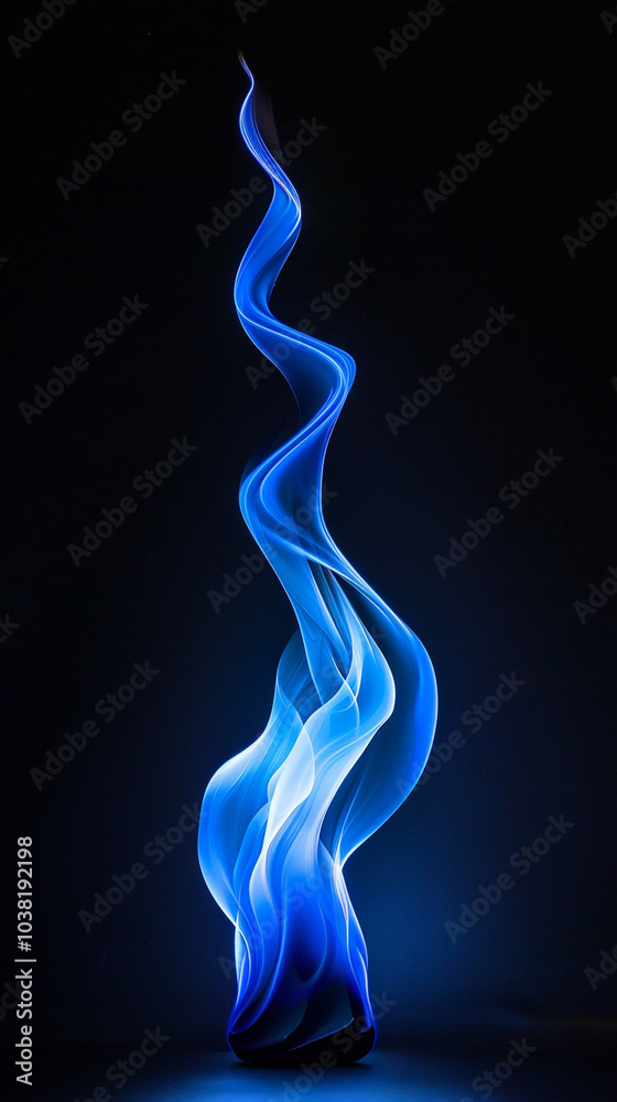 Abstract fire in cold tones with spiral movement on a dark background Abstract fire in cold tones with spiral movement on a dark background