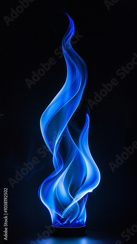 Intense blue fire glow curve with dark background