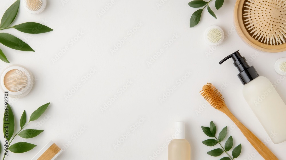 Zero Waste Concept with Eco-Friendly Personal Care Products and Natural Elements on White Background Zero Waste Concept with Eco-Friendly Personal Care Products and Natural Elements on White Background