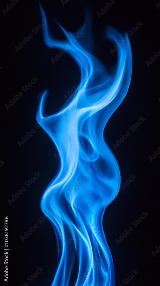 Image of burning fire, bright and intense blue with black background. Image of burning fire, bright and intense blue with black background.