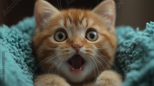 Tabby cat was shocked
