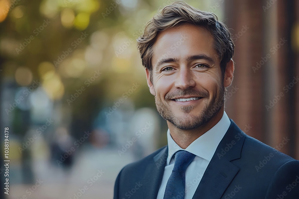 Confident Businessman in Suit, Urban Portrait with Natural Light Confident Businessman in Suit, Urban Portrait with Natural Light