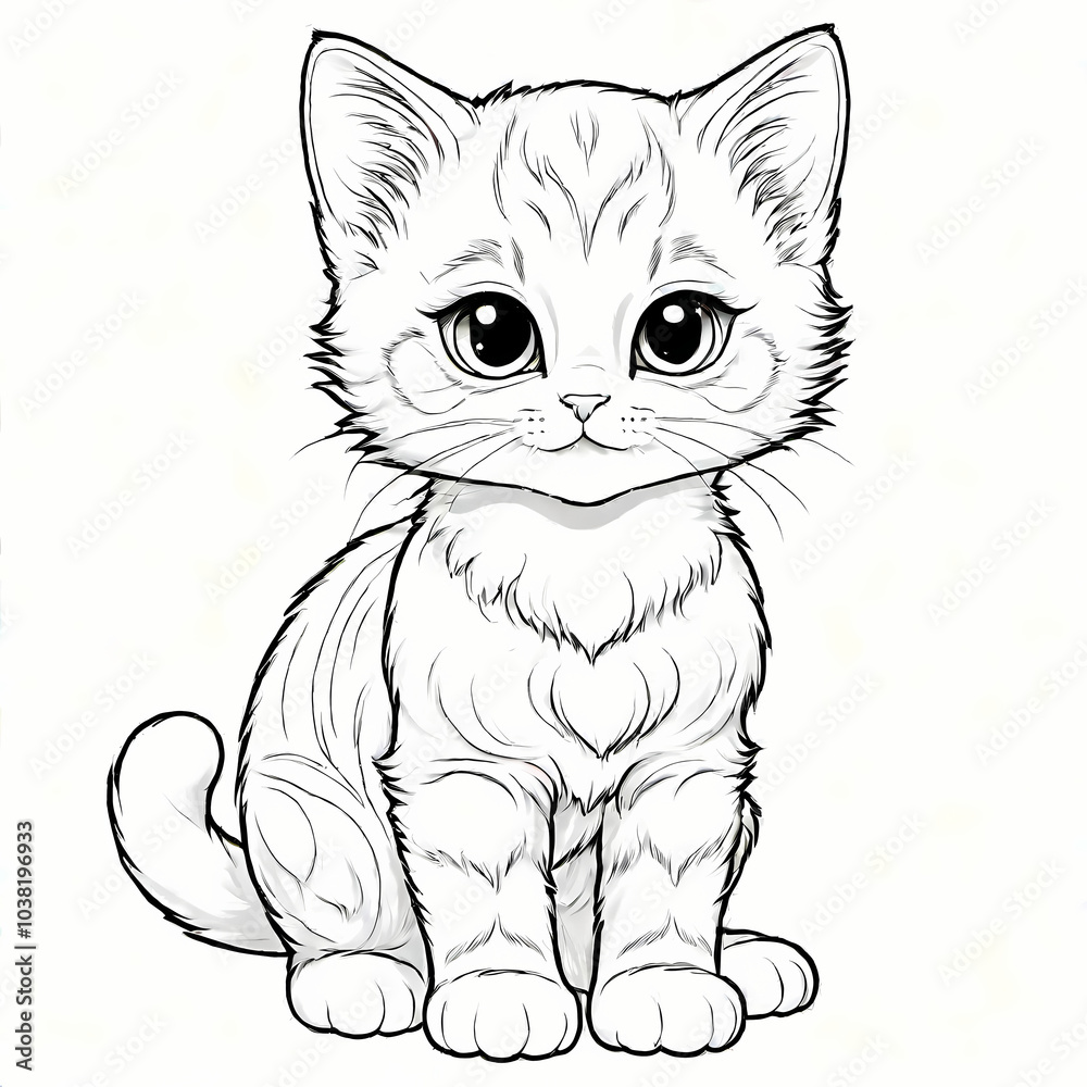 Cute Young Kitten Coloring Book Page Cute Young Kitten Coloring Book Page
