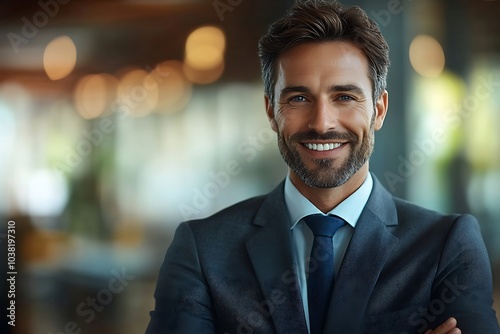 Confident Businessman Portrait Happy, Well-Dressed & Successful