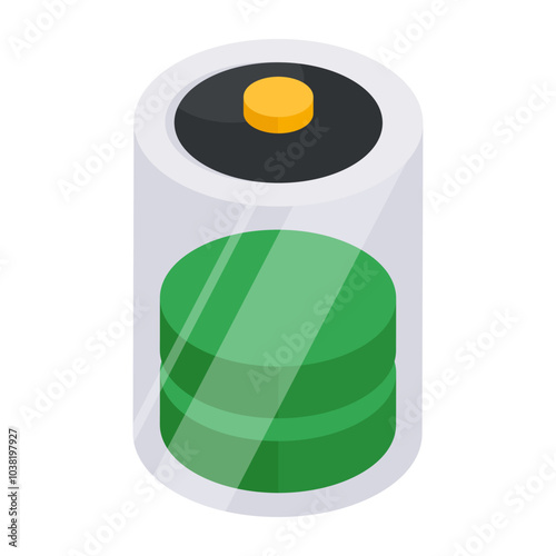 A flat isometric design icon of battery cell

