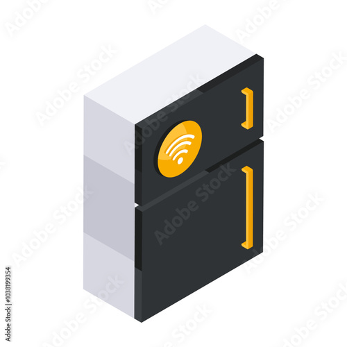 Vector design of smart fridge, flat icon

