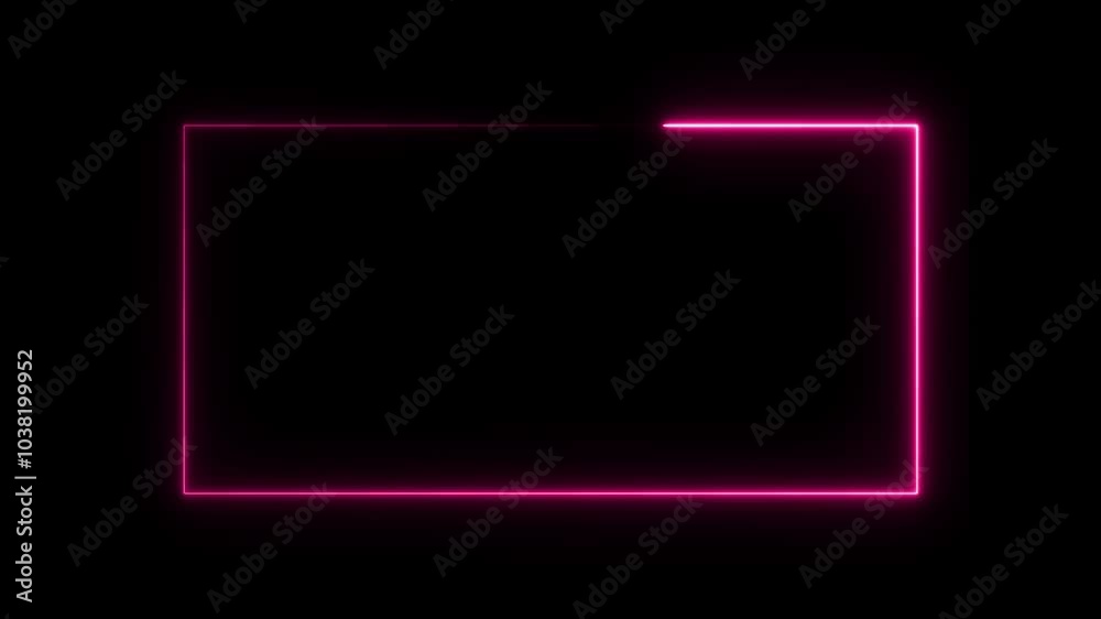 abstract glowing neon rectangle border frame in the shape rectangle glowing and futuristic energy line animation. On the black background.