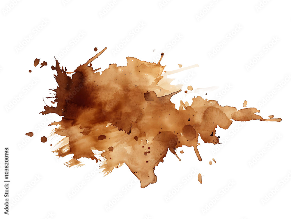 Brown Watercolor Stain on Clear Background