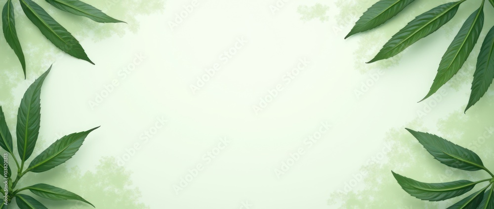Floral frame template. Green leaves border. Leaf frame banner Floral frame template. Green leaves border. Leaf frame banner