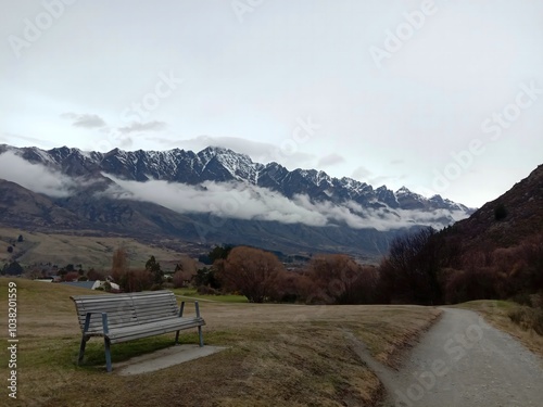 Remarkable mountain trail track in Queenstown New Zealand photo