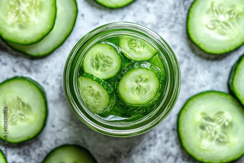 Refreshing summer drink cucumber water infused with sliced cucumber