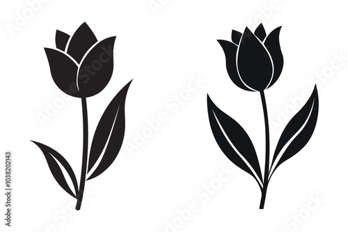 Tulip flower vector icon, flower vector, vector illustration with white background.