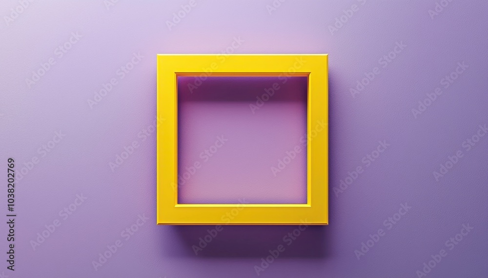A simple yellow square frame against a soft purple background, emphasizing minimalism and color contrast. A simple yellow square frame against a soft purple background, emphasizing minimalism and color contrast.