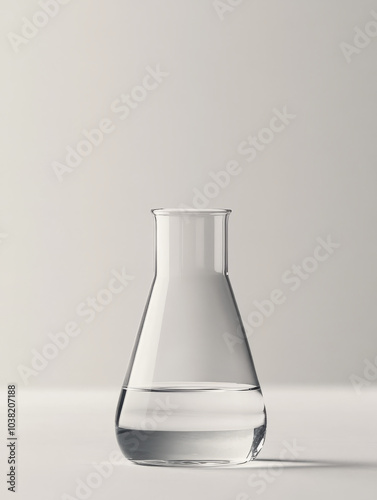 A clear glass flask container isolated on a white background.