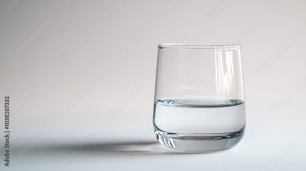 Minimalist glass of water on a plain background. Minimalist glass of water on a plain background.