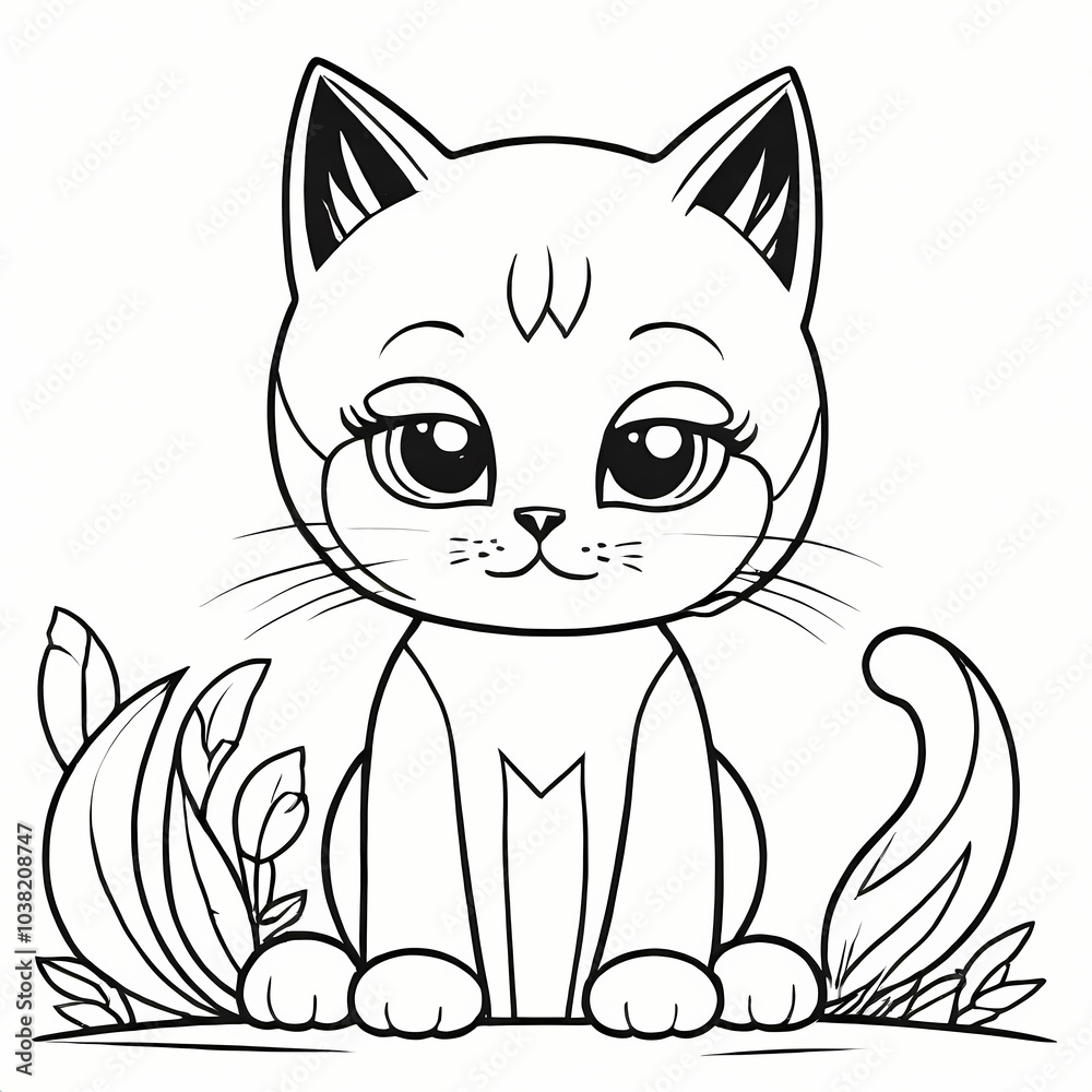 Obraz premium Cute Cat Coloring Book Page