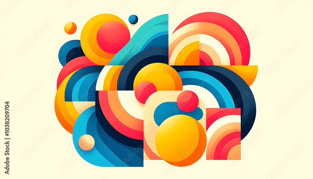 Playful overlapping geometric shapes in vivid primary colors with soft edges, creating fun and balanced abstract composition,generative ai
Playful overlapping geometric shapes in vivid primary colors with soft edges, creating fun and balanced abstract composition,generative ai
