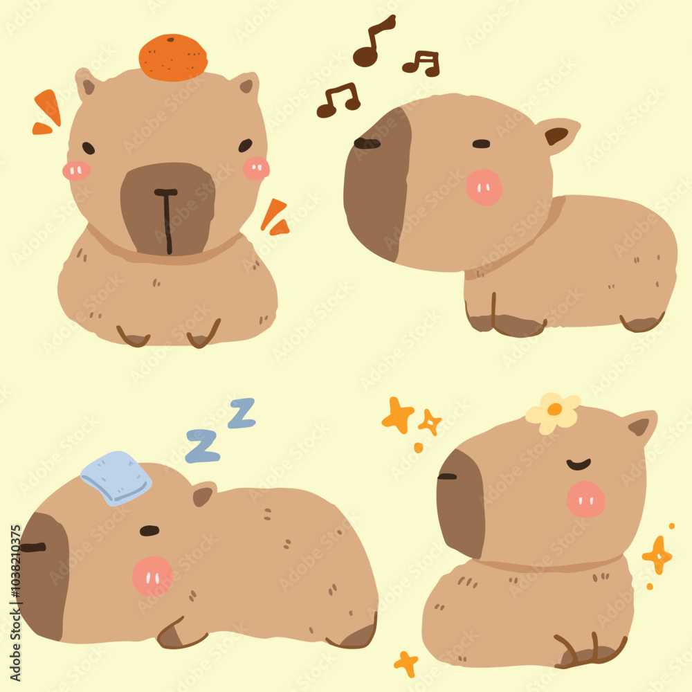 Fototapeta premium Cute capybara character design illustration isolated 