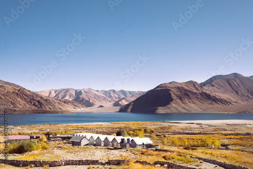 Mann village located by Pangong lake photo