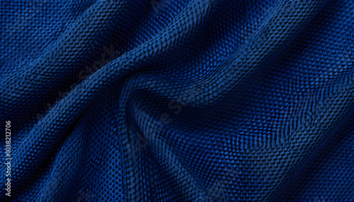 A close-up photo of a bright blue fabric with subtle textures, showing a mesh shell