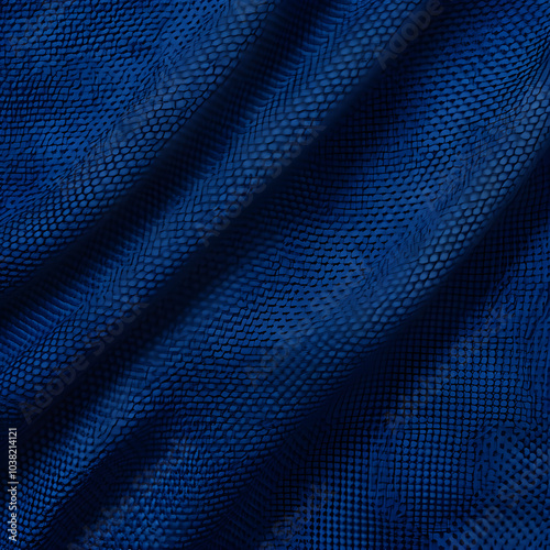 A close-up photo of a bright blue fabric with subtle textures, showing a mesh shell